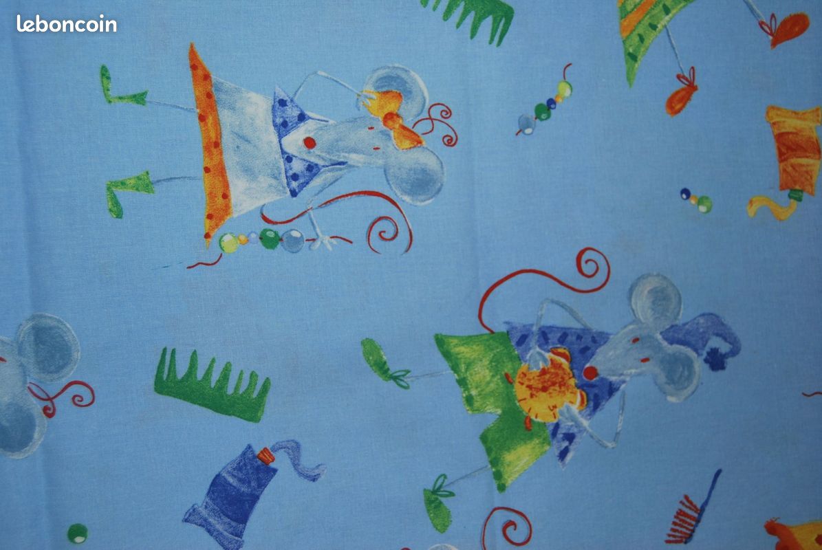 Tissu coton souris et jardin (image 2)