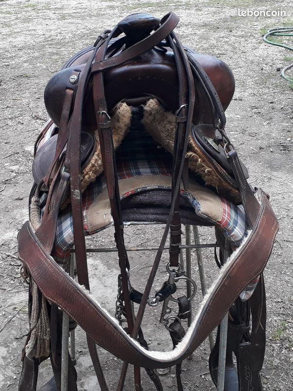 Ancien Garde-boue De Selle Western Pour Enfant - Cuir Usiné Années 1940-1950 - Rivets Laiton