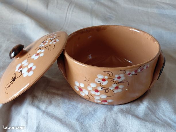 ANCIENNE BOITE EN céramique vide poche bonbonnière ajourée vintage EUR