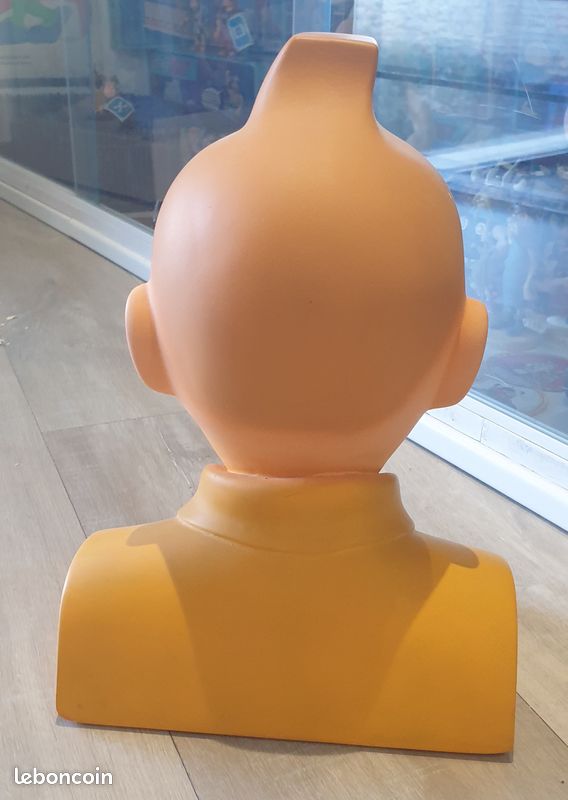 Buste de Tintin vintage - Sculpture rare en plâtre des années 1990