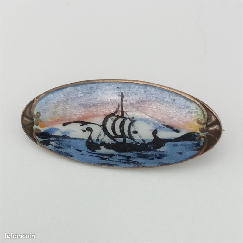 Broche Vintage Normandie Toujours Fidèle - Métal Argenté - Laiton
