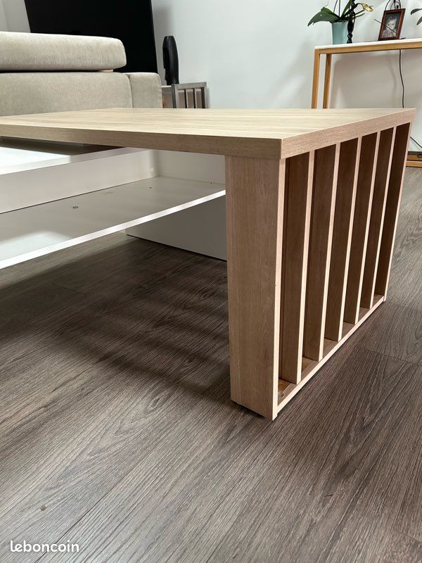 Table basse modulable blanc/bois (image 6)