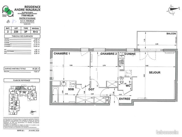 Appartement a louer melun - 3 pièce(s) - 61 m2 - Surfyn