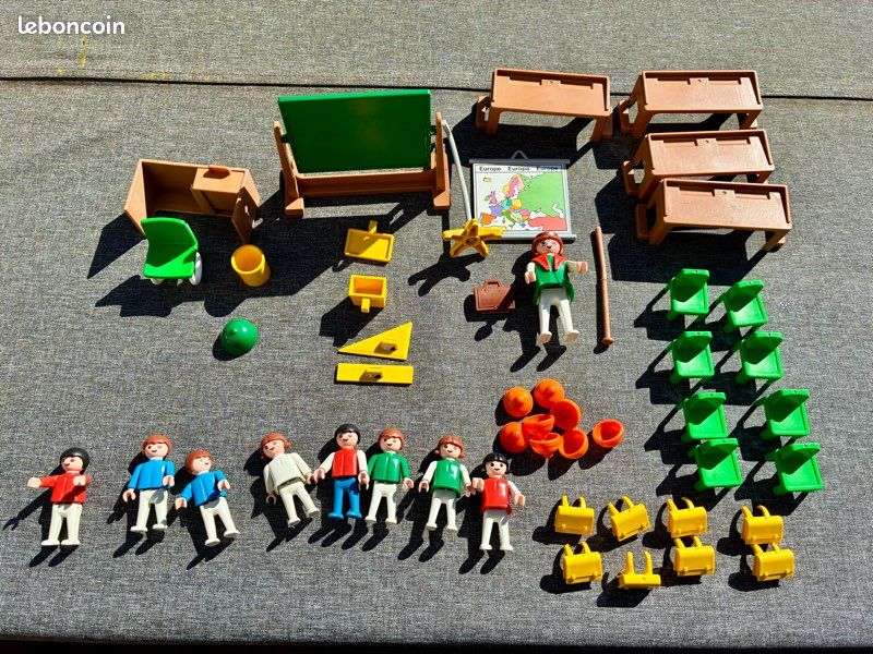 PLAYMOBIL VINTAGE ÉCOLE chaise verte classe enfants garderie sets 3522