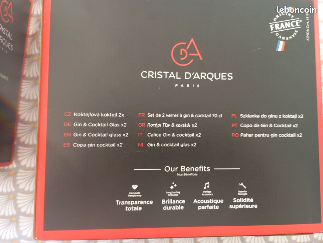 Cristal d'Arques coffret set de verres Gin & Cocktail 70 cl lot neuf à prix réduit (image 5)