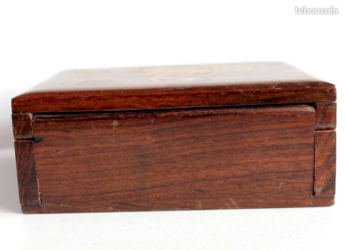 INDE, JOLI COFFRET BOITE, MARQUETERIE EN BOIS, DECOR FEMME et AGNEAU 15,5x10x6cm / ART DECORATIF ASIATIQUE ASIE (image 4)