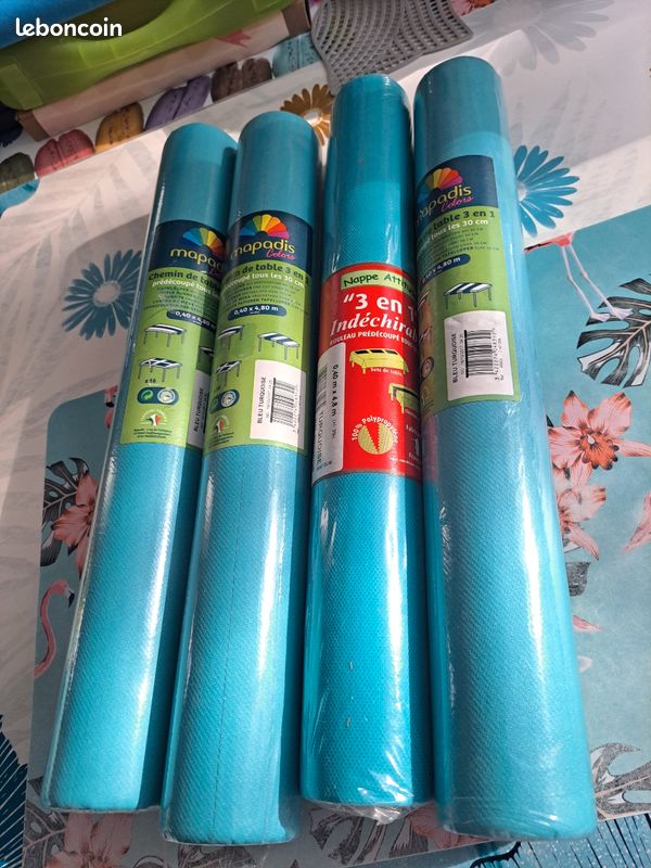 Chemin de table 3 en 1 bleu turquoise (image 2)