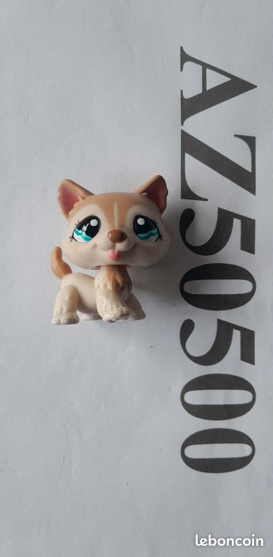 Figurine Littlest Pet Shop - Chien Husky, Référence #1012 - Marque Hasbro, Occasion