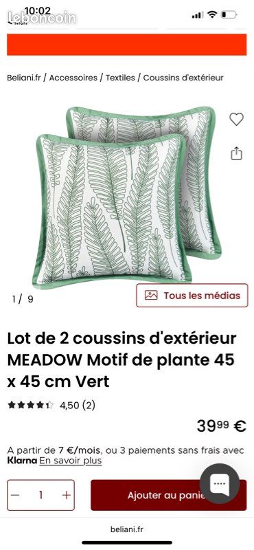 2 coussins extérieurs déperlants (image 3)