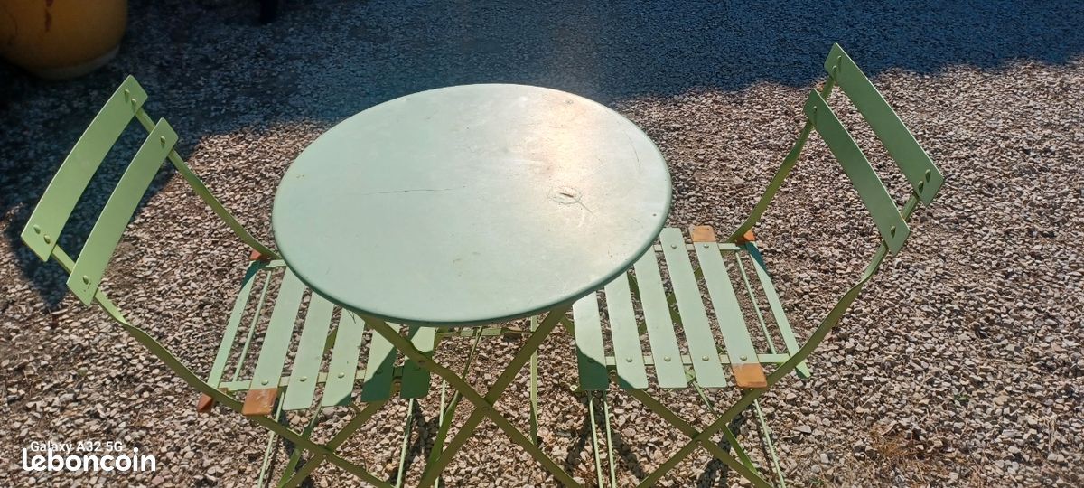Table et 2chaises jardin fer (image 3)