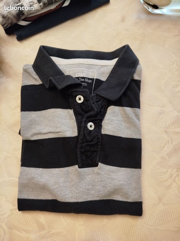 Polo maille piquée S noir (image 1)
