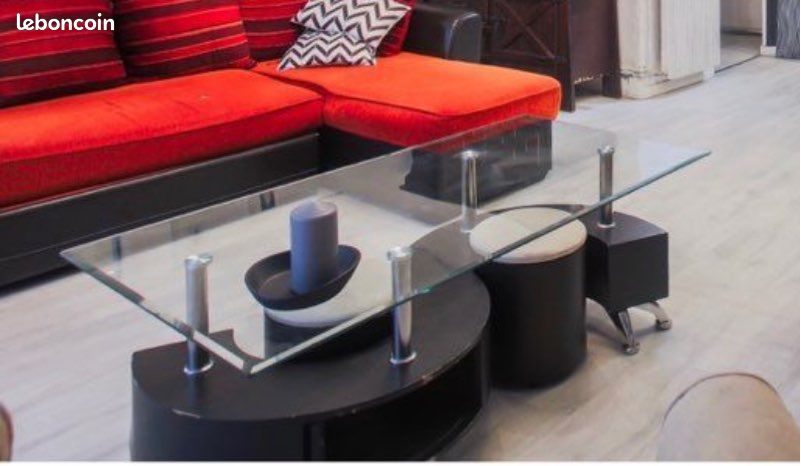 Table basse et 2 tabourets (image 2)