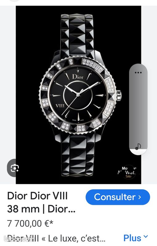 DIOR montre Doir VIII 38 mm de luxe neuve 38mm véritables diamants