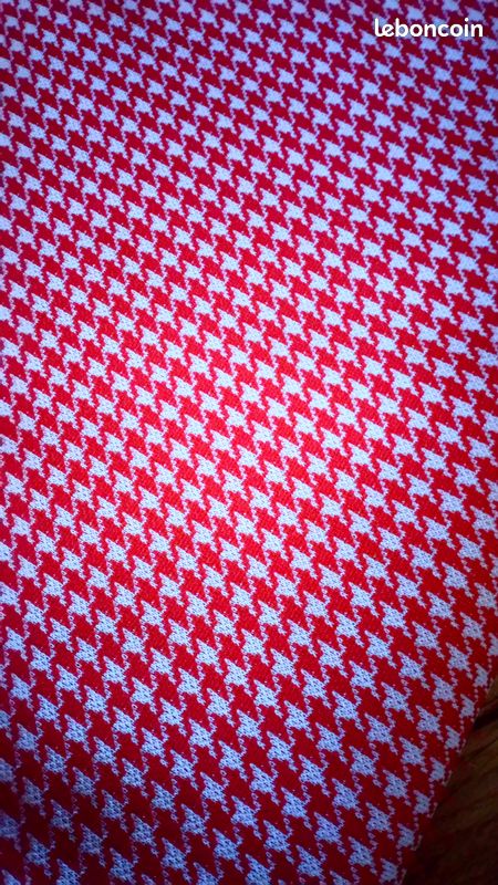 Coupon de tissu - Jersey - pied de poule rouge, rosé et gris clair - 99x156 cm - très agréable à travailler (image 3)