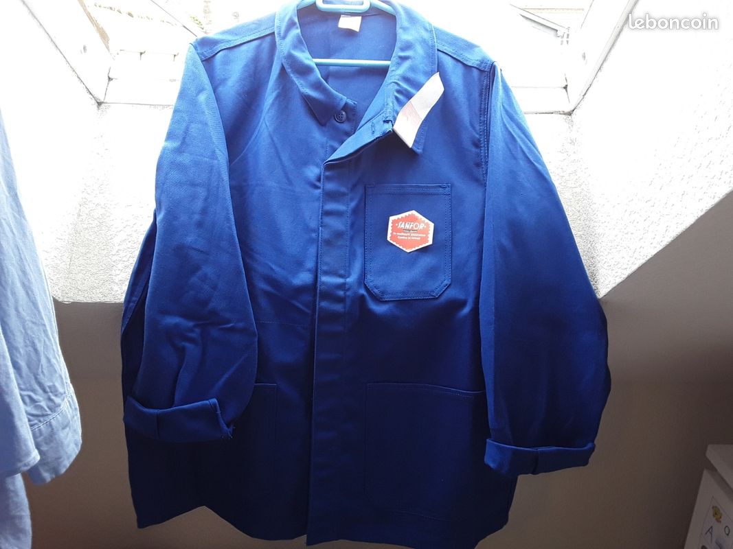 Veste bleu de travail neuf vintage sanfor 100 pourcent coton