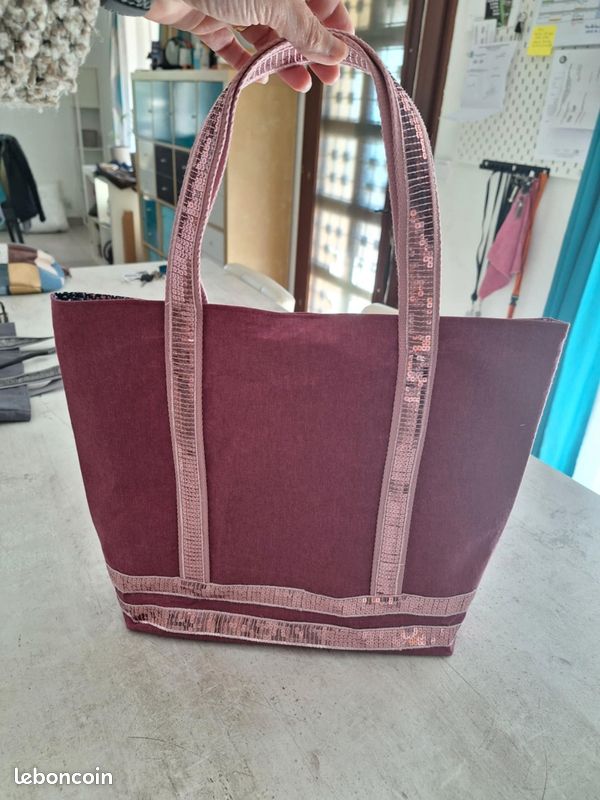 Cabas/sac à sequins/paillettes et sa pochette assortie