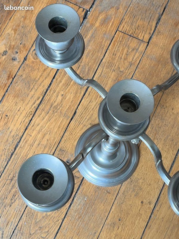 Chandelier vintage en métal argenté (image 3)
