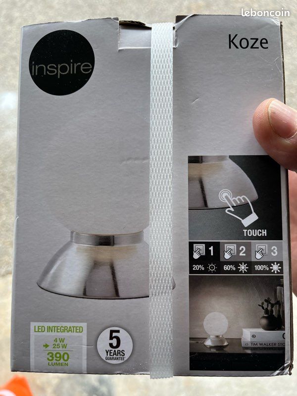 Lampe Koze tactile,fer, blanc, 16.5 cm, INSPIRELED (image 1)