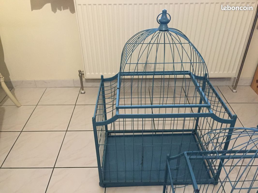 Cage à oiseaux de décoration coloris bleu grande taille (image 6)
