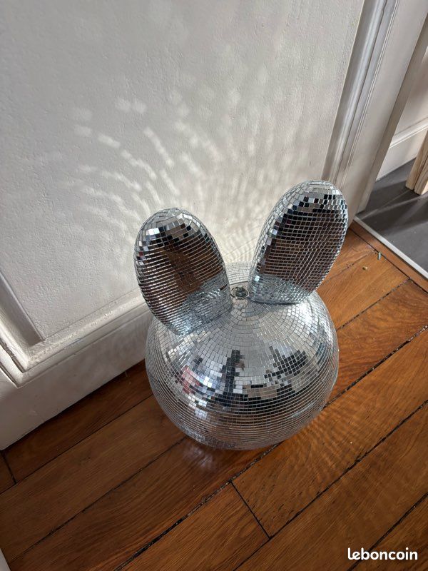 Cabilock Mignon Lapin Boule Disco Ornement Réfléchissant Animal Figurine Disco Animal Statue Ornement Lapin Boule Figurine