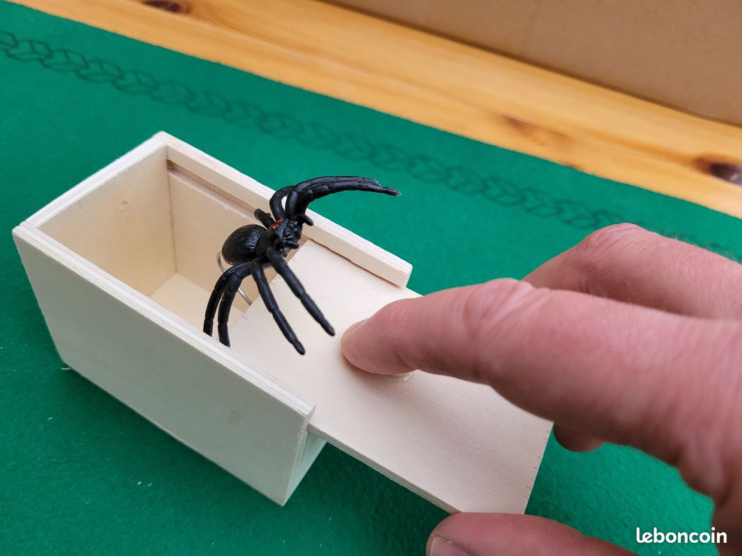 Farce Et Attrape Araignée Dans Une Boîte - Design En Bois Réaliste, Effet Surprise - Pour Fêtes, Halloween, Blagues Entre Amis
