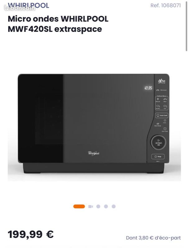 Micro Ondes WHIRLPOOL MWF420SL extraspace - Électroménager