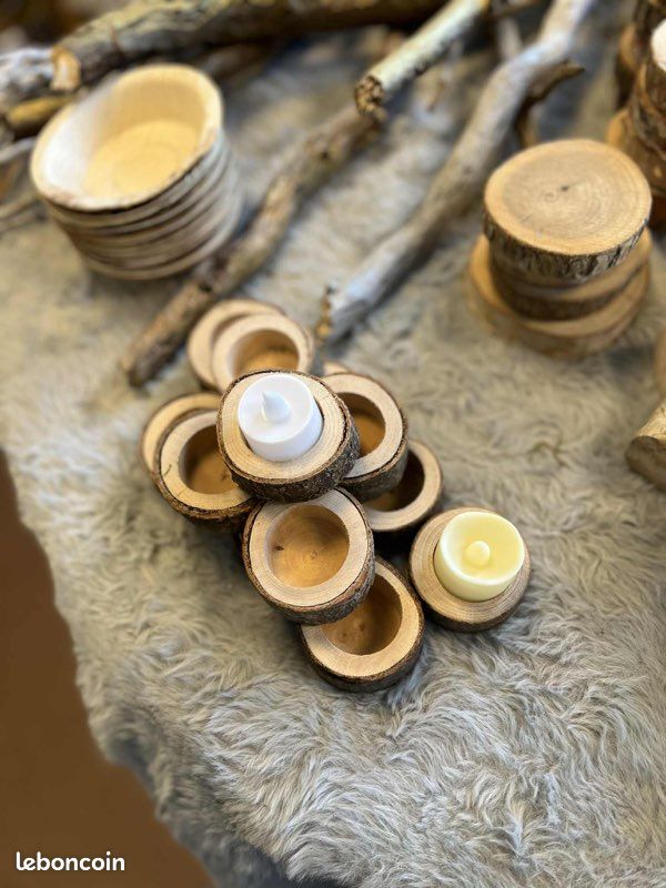 Porte bougie bois rondin (déco mariage) (image 1)
