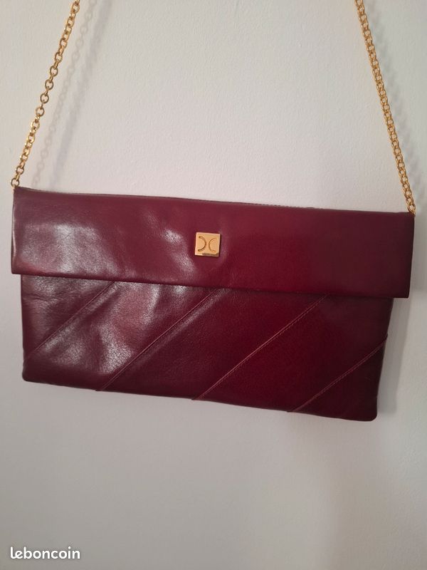 Sac à Main Vintage Lorenzeo - Style Attaché-case En Acétate Bordeaux - Occasion Bon état