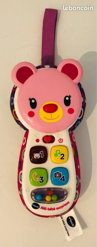 Vtech téléphone allo bébé surprises 6-36 mois ourson rose miroir jouet d’éveil parlant interactif découverte chiffres couleurs musique 70 chansons mélodies phrases nomade motricité fine lot SOP77 (image 2)