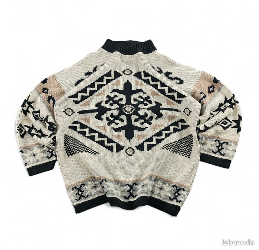 Pull col rond boutonné contenant de la laine beige clair melange Monoprix | La Redoute