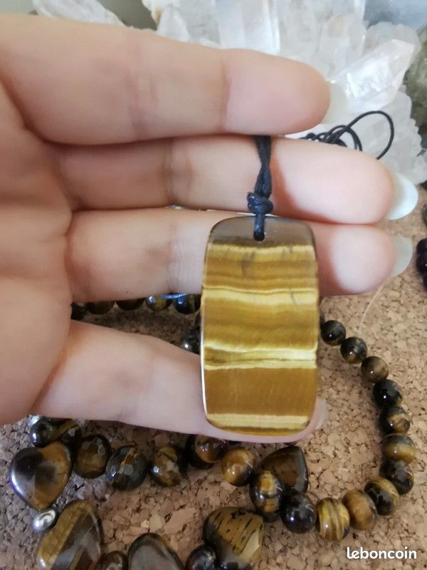 Collier en Oeil de Tigre - lithotherapie - pierres naturelles (image 2)
