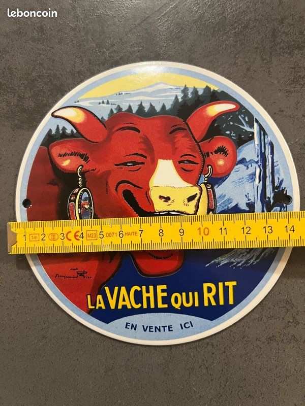 Plaques émaillées anciennes publicitaires de collection Vache Qui Rit