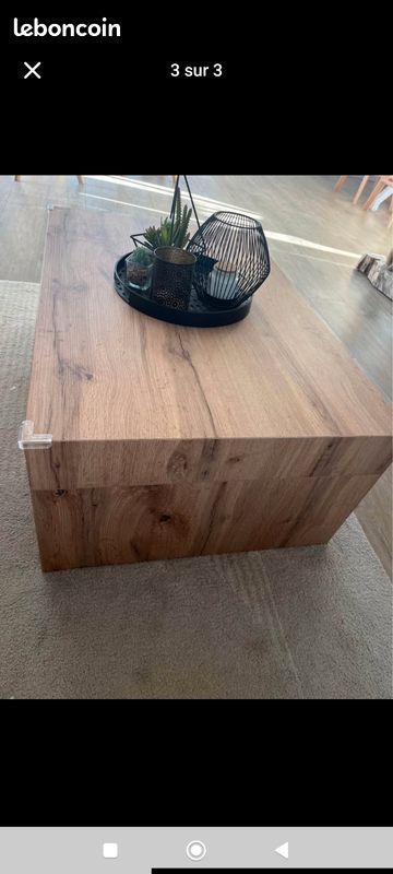 Table basse imitation chêne rustique (image 3)