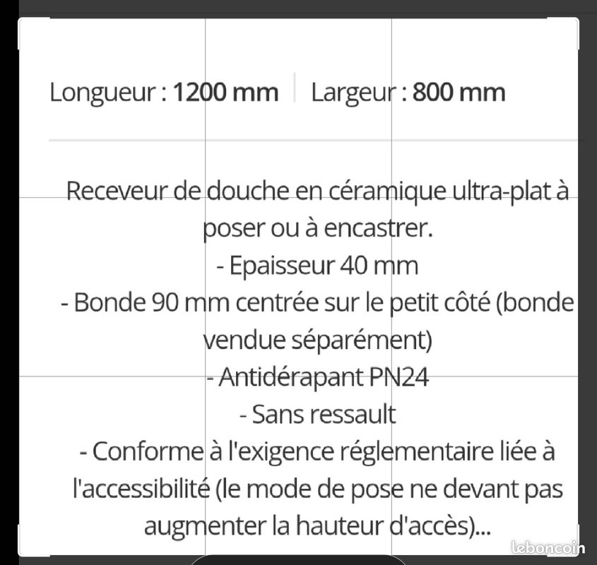 Receveur de douche anti dérapant 120/80 (image 1)