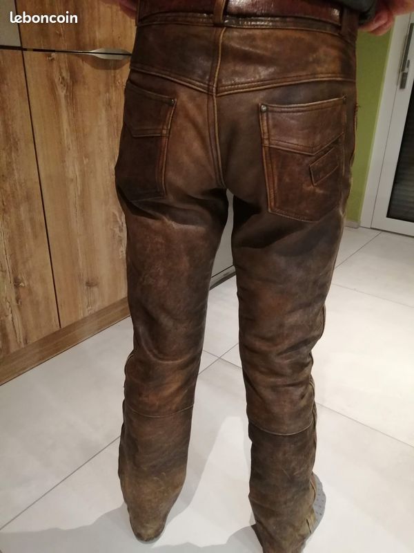 Pantalon cuir marron homme (image 2)