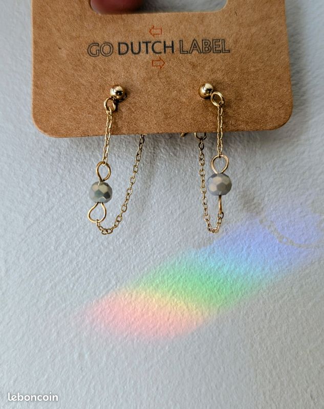 Boucles D'oreilles Anti-perte Pour AirPods - Chaînes Pendentif Laiton Avec Perles, Crochets Silicone, Pour écouteurs Sans Fil