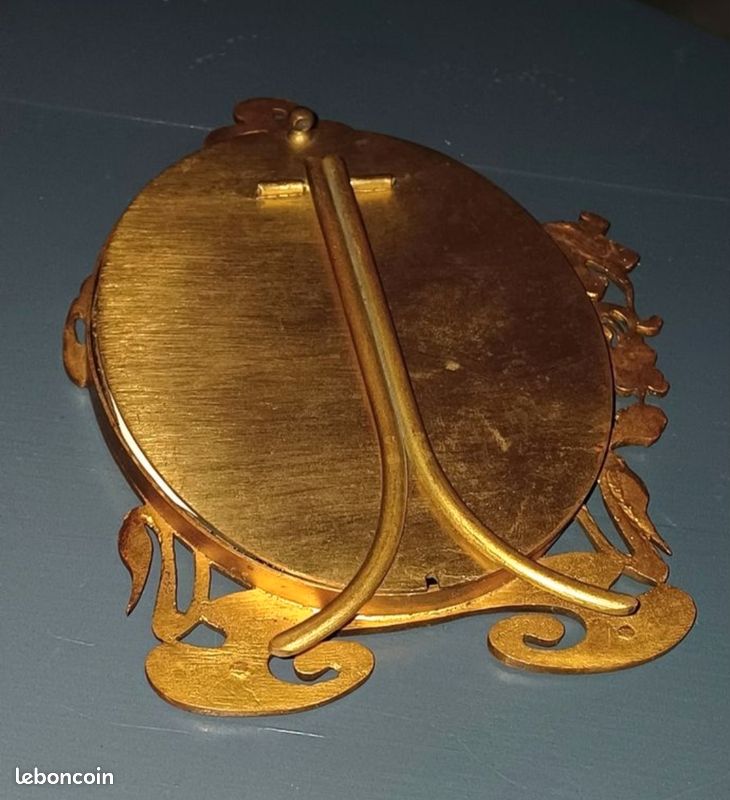 Art nouveau ancien cadre photo ciselé de feuillages en bronze massif début XXe Antiquité (image 8)