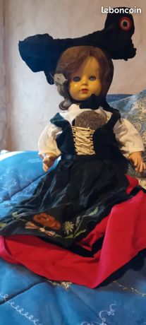 ANCIENNE POUPÉE ALSACIENNE cocarde française 42 cm de hauteur EUR 60,00 - FR