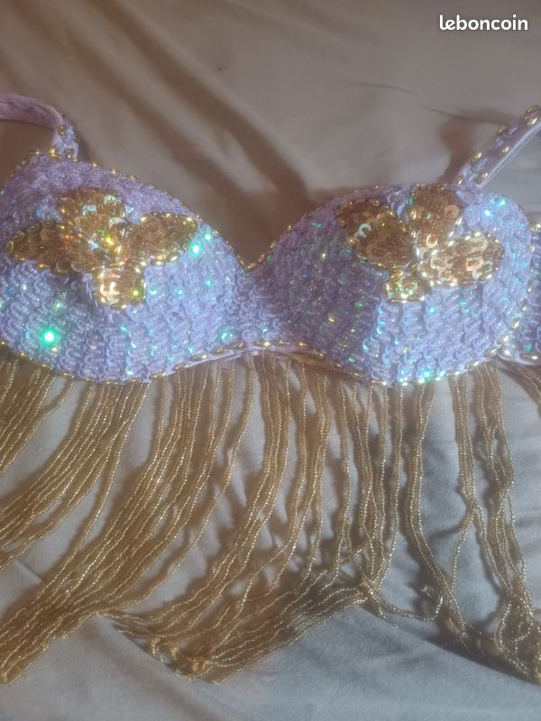 Costume oriental mauve doré blanc (image 2)