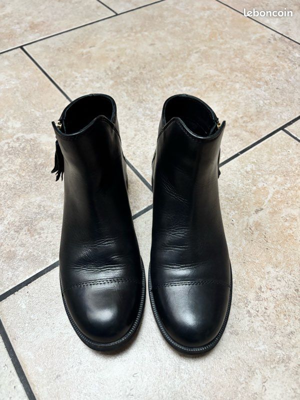 Bottines BCBG Generation Taille 36 En Cuir Noir - Occasion En Très Bon état