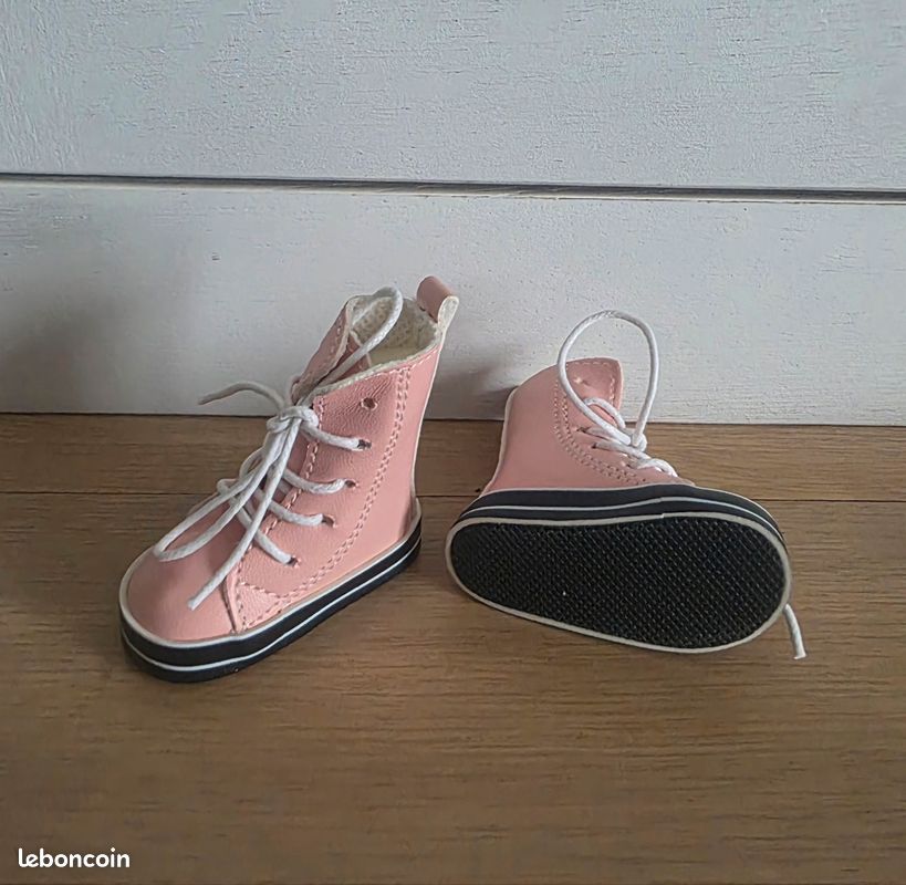 Chaussures bottes simili cuir poupees Corolle ou autres rose (image 2)
