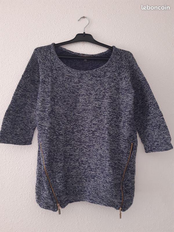 Pull Hiver Femme Grain De Malice Taille L - Multicolore Rayé, Acrylique, Occasion En Très Bon état