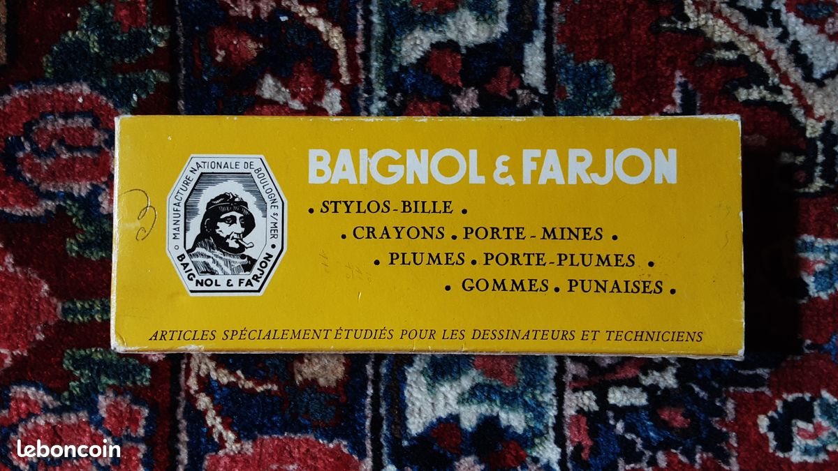 Étiquette De Boîte De Crayons Baignol & Farjon - Plume Vintage, Objet Pub Ancien