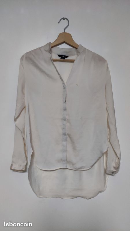 Chemise en soie Femme H&M, couleur crème Taille 34 Manches longues