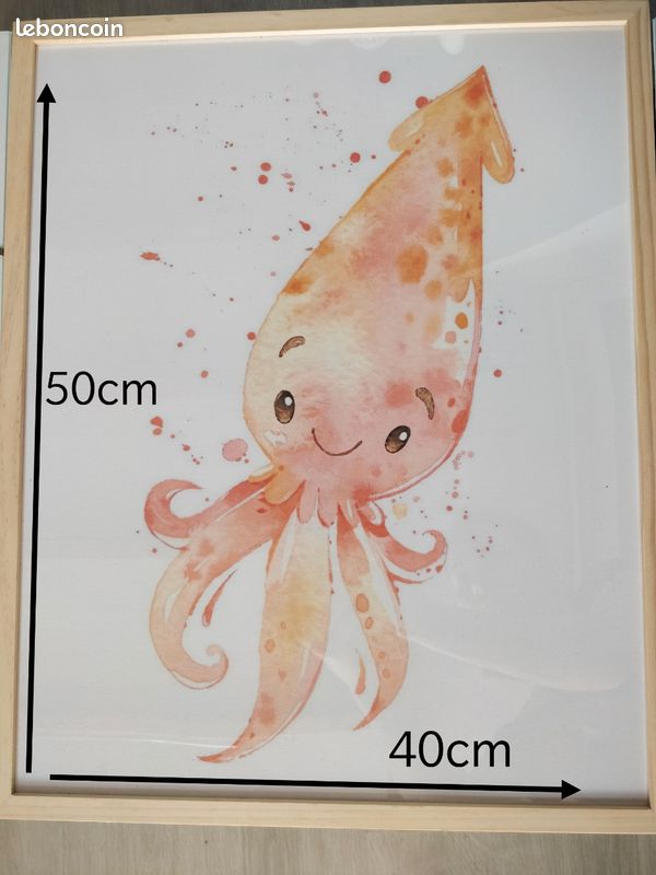 Lot De 2 Petits Tableaux Déco Mer Bretonne - Pour Chambre D'Enfant/Bébé - Cadre Bois Bleu - Neuf