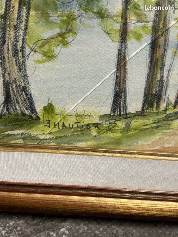 Tableau ancien aquarelle Hautier (image 2)