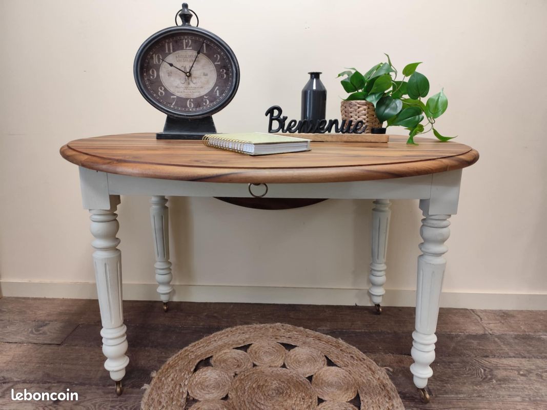 Table d'appoint en noyer deux en une convertible en console bois massif (image 5)