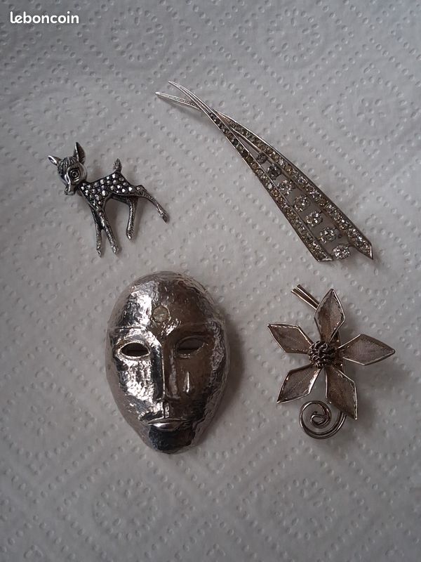 Broche Ancienne En Argent - Style Vintage Sans Poinçon - Occasion