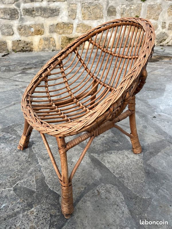 Fauteuil coquille rotin enfant (image 3)