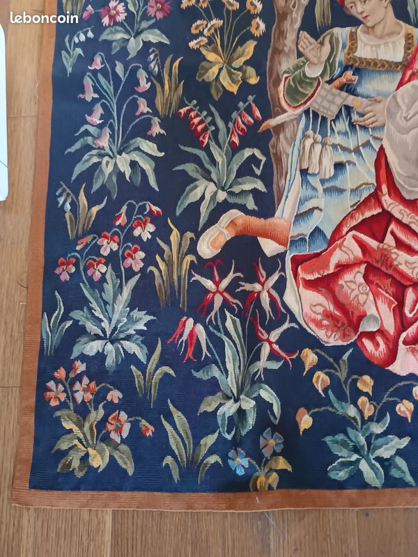 Grande tapisserie Jules Pansu – « La Dame au coffret » – Point d’Halluin (image 6)